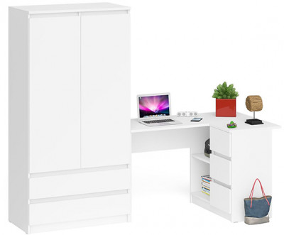 Мори Стол компьютерный МС-16 правый + Шкаф МШ900.1, цвет белый, ШхГхВ 214,8х84,9х179,6 см., выдвижные ящики справа, НЕ универсальная сборка