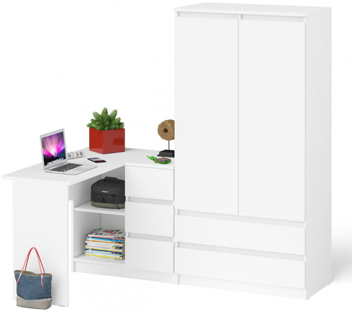 Мори Стол компьютерный МС-16 правый + Шкаф МШ900.1, цвет белый, ШхГхВ 214,8х84,9х179,6 см., выдвижные ящики справа, НЕ универсальная сборка