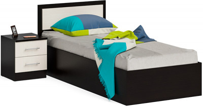 Фиеста Кровать 0900 + тумба, цвет венге/дуб лоредо, ШхГхВ 135х203,5х80 см., сп.м. 900х2000 мм., б/м, основание есть