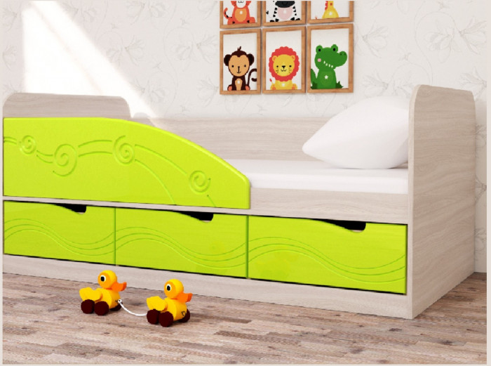 Кровать Бриз-4 80х160 Волна (Антарктида/Белый/Левый)