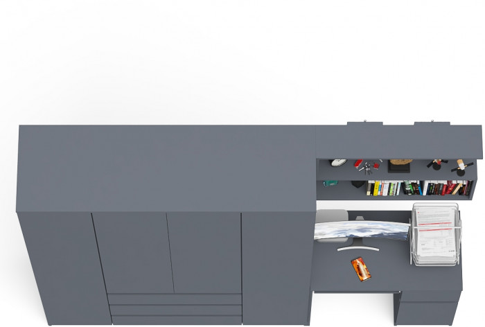 Мори компьютерный стол МС-1 правый + Шкаф МШ1600.1 + Полка 900, графит