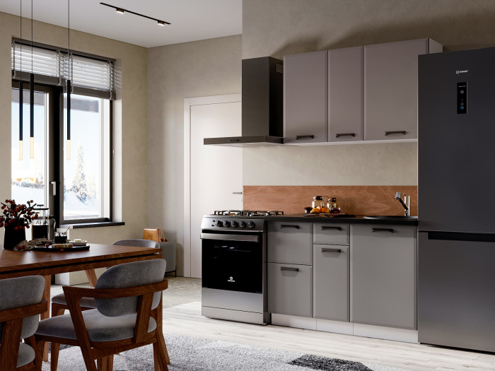 Кухня Призма 1,2 м белый/асфальт суперматовый (столешница - кастилло темный)