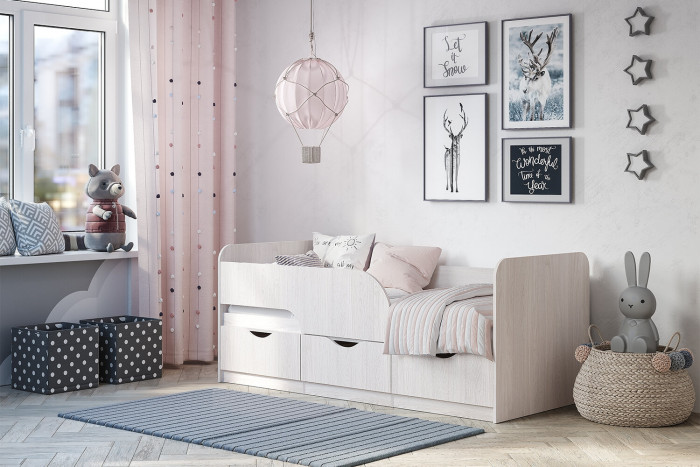 Кровать детская Стандарт КР-22, Ясень белый