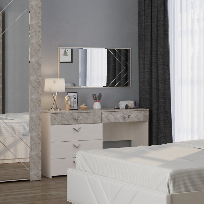 Амели Зеркало навесное 03.240, цвет шёлковый камень, ШхГхВ 50х2х100 см., может крепиться или горизонтально или вертикально