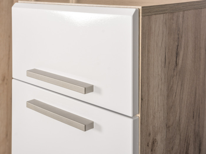 Лайн 08.122 Шкаф для одежды, дуб крафт серый/фасады МДФ белый глянец