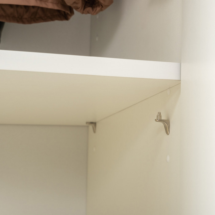 Октава 13.338 Шкаф для одежды + 13.228 Пенал, цвет белый шагрень/дуб крафт золотой/фасады МДФ белый шагрень/зеркало, ШхГхВ 96,4х35,3х197,6 см, ун. сб.