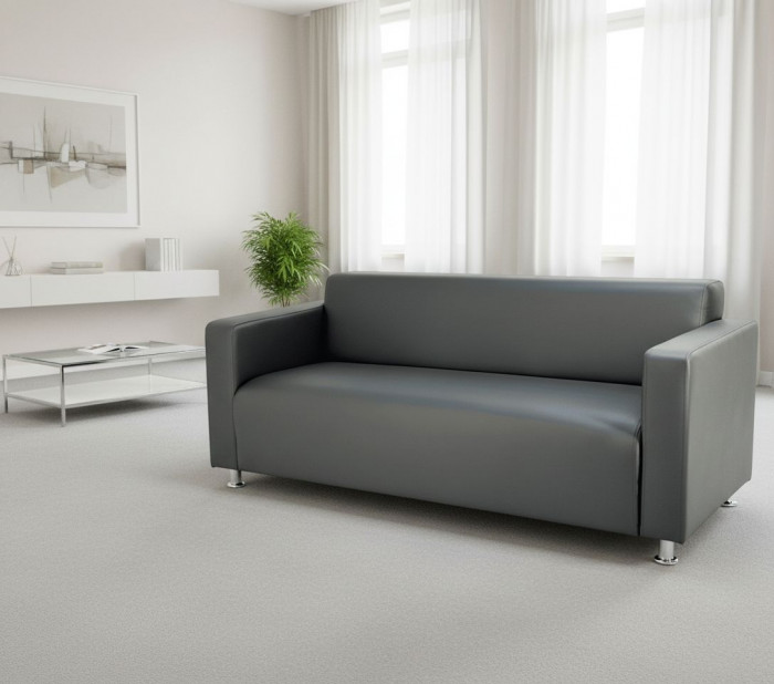 Диван прямой Томи, 180х78х75 см, экокожа, темно-серый