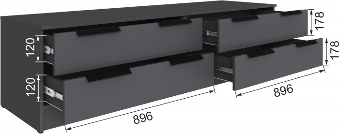 Тумба ТВ Мадрид №1 (1,8), Графит серый