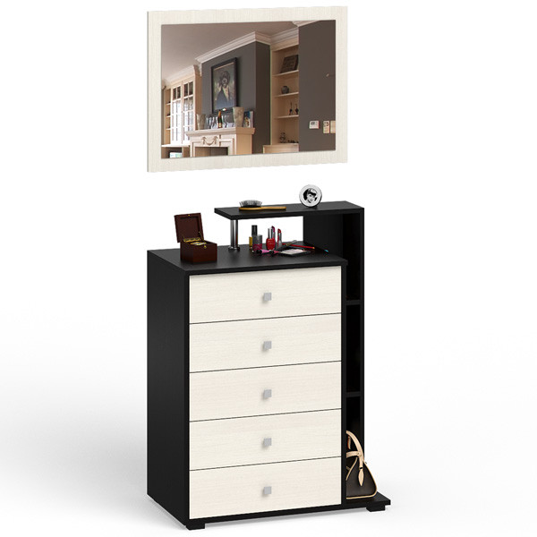 Камелия Комод + Зеркало, цвет венге/дуб лоредо, ШхГхВ 80х46,8х178 см., НЕ универсальная сборка