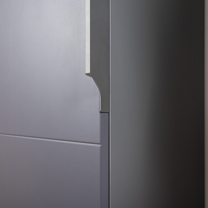 Октава 13.338 Шкаф для одежды + 13.228 Пенал, цвет серый графит/дуб крафт золотой/фасады МДФ серый графит и зеркало, ШхГхВ 96,4х35,3х197,6 см, ун. сб.