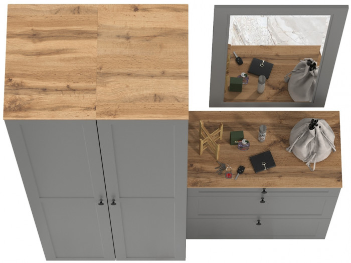 Остин Прихожая 34, цвет серый графит/дуб крафт золотой, ШхГхВ 160х54,3х229,6 см., универсальная сборка