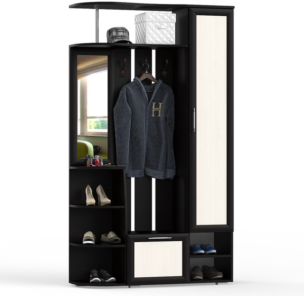 Прихожая Ксения-2, цвет венге/дуб лоредо, ШхГхВ 120х38х212 см., НЕ универсальная сборка