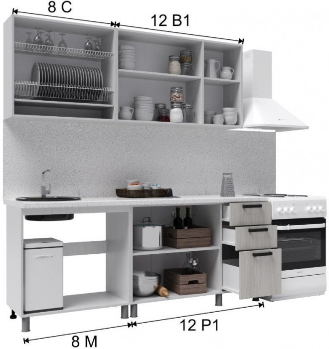 Кухонный гарнитур Танго 2,0м Ваниль/Горький шоколад