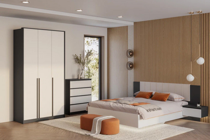 Кровать с подъёмным механизмом Шарм КР-18 160х200, Графит, Белый