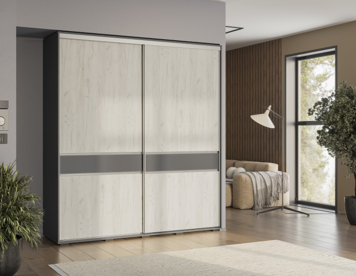 Шкаф-купе "Крафт-10" Графит/Крафт белый