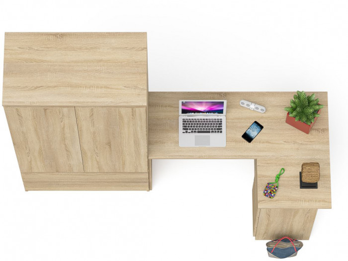 Мори Стол компьютерный МС-16 правый + Шкаф МШ900.1, цвет дуб сонома, ШхГхВ 214,8х84,9х179,6 см., выдвижные ящики справа, НЕ универсальная сборка