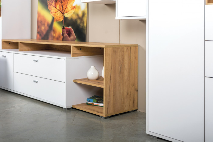 Бэль № 04, цвет дуб крафт золотой/белый премиум, ШхГхВ 300х43х200 см., ниша для ТВ 139х40х120 см., НЕ универсальная сборка