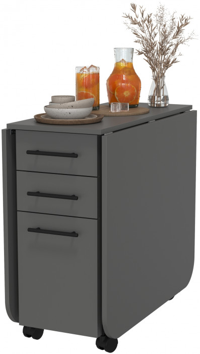 Стол-книжка с ящиками 1-6702граф, цвет графит, ШхГхВ 38х80х74 см. сложенный, разложенный два размера: 103/167х80х74 см.