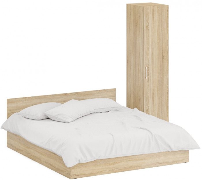 Кровать 1800 + Пенал Стандарт, цвет дуб сонома, ШхГхВ 183,5х203,5х70 + 45х52х200 см., сп.м. 1800х2000 мм., без матраса, основание есть