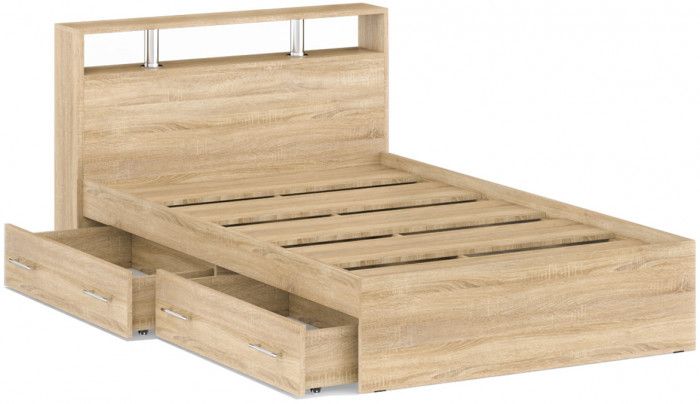 Камелия Кровать с ящиками 1200, дуб сонома