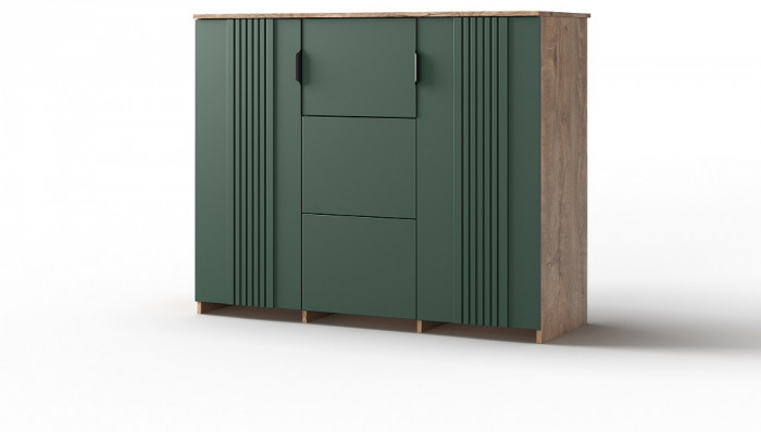 Комод "Герта" - Дуб канзас/Зеленый матовый
