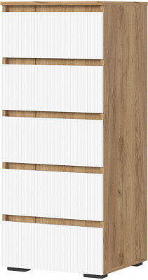 Хелен КМ 03 Комод 502 5 ящиков (0,502х1,188х0,460) белый супермат/дуб крафт золото