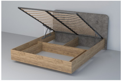 Кровать 1,6 арт.031 (Пуговицы) ПМ (Дуб Крафт Золотой/К/з Белый Глянец)