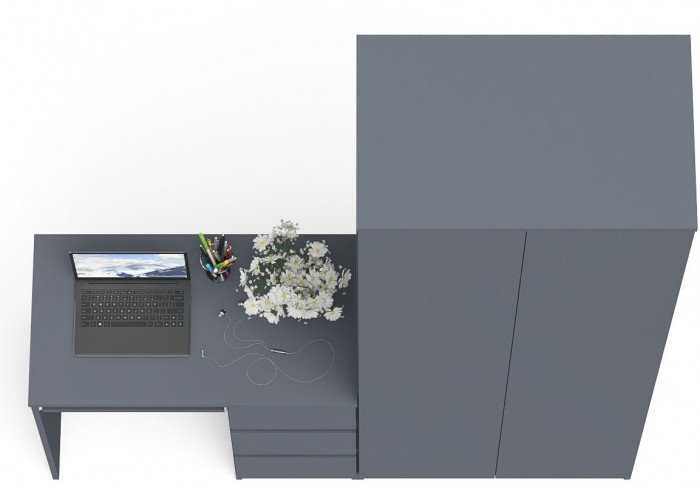 Мори Стол компьютерный МС-6 правый + Шкаф МШ800.1, цвет графит, ШхГхВ 170,4х50,4х209,6 см., выдвижные ящики справа, НЕ универсальная сборка
