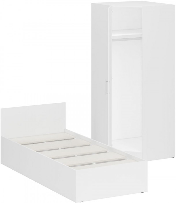 Кровать 0900 + угловой шкаф Стандарт, белый