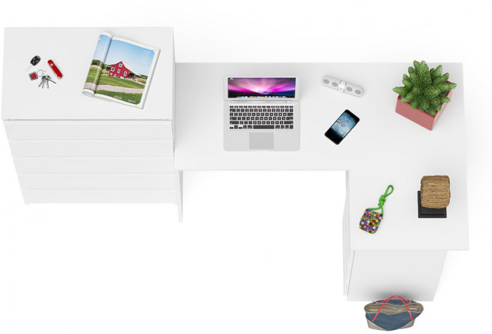 Мори компьютерный стол МС-16 правый + Комод МК700.5, белый