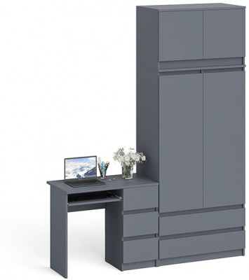 Мори компьютерный стол МС-6 правый + Шкаф МШ900.1 + Антресоль МА900.1, графит