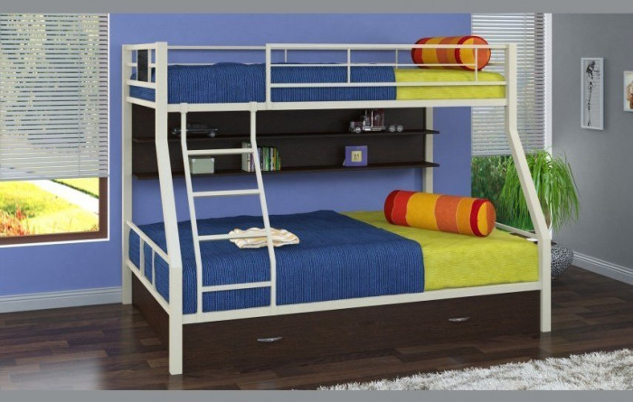 Двухъярусная кровать Гранада-1ПЯ, серый / Венге (Дуб молочный, Черный)