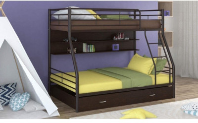 Двухъярусная кровать Гранада-2ПЯ (ясень шимо темный, Черный)