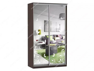 Шкаф купе Модерн 905х450 2-х дверный зеркальный с пескоструем №4 венге