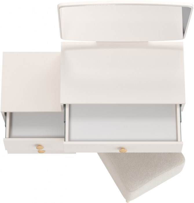 Афина Спальня 4-25901М1к.с. Трюмо + Банкетка 6-5133ТКВмол Куби, цвет кашемир серый/ткань молоко, ШхГхВ 105х38,6х129 + 41х41х45 см., универс. сб.