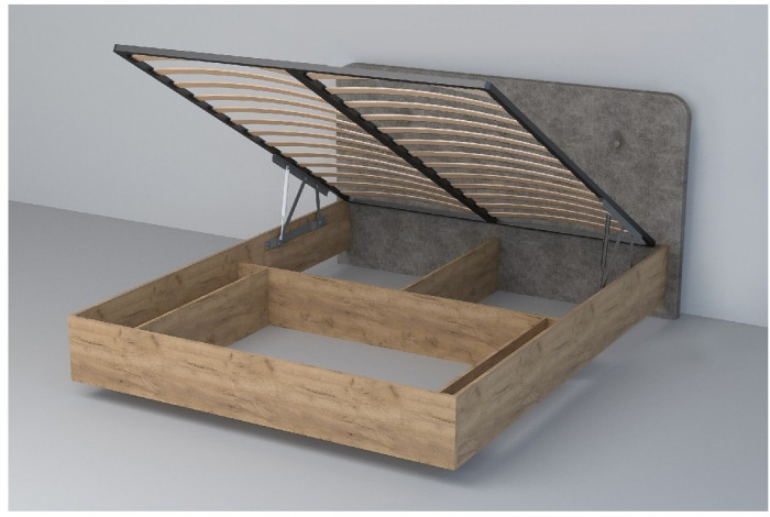 Кровать 1,6 арт.031 (Пуговицы) ПМ (Дуб Крафт Золотой/Стальной Серый)