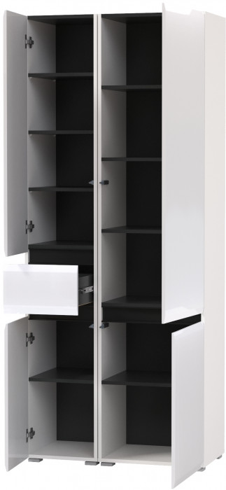 Сидней 13.202 Шкаф с ящиком + Шкаф 13.200, корпус: белый/чёрный/фасады: МДФ белый глянец