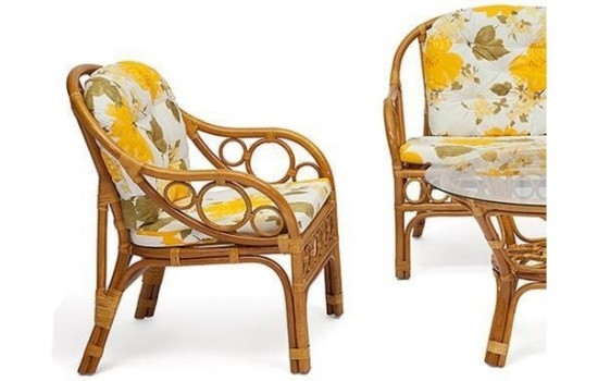 Комплект для отдыха "BAHAMA" (диван + 2 кресла + стол со стеклом ) /с подушками/, Honey (мед)