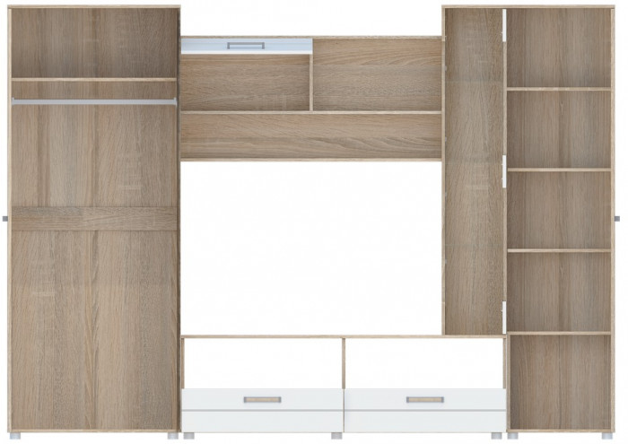 Гостиная Флоренция 5, Дуб сонома светлый / Белый глянец