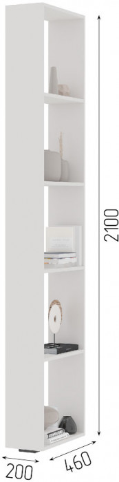 Хелен СТЛ 01 Стеллаж (0,200х2,100х0,460) белый/белый