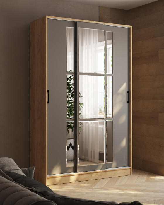 Шкаф-купе Стиль-2 1400, Дуб крафт золотой/Графит серый