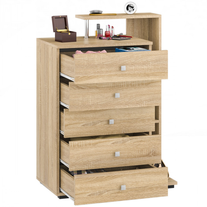 Камелия Комод, цвет дуб сонома, ШхГхВ 80х46,8х107,6 см., НЕ универсальная сборка