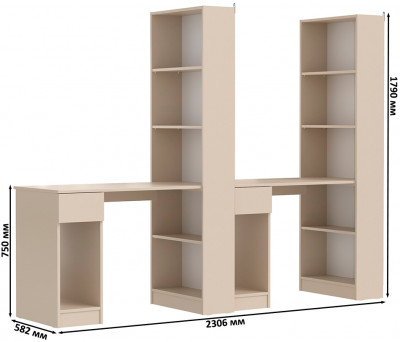 Лайт Шкаф комбинированный 10.01 + 10.01, цвет сатин, ШхГхВ 230,6х58,2х179 см., универсальная сборка(обязательно крепление к стене)