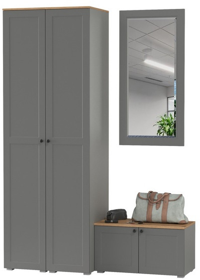 Остин Прихожая 36, цвет серый графит/дуб крафт золотой, ШхГхВ 160х54,3х229,6 см., универсальная сборка