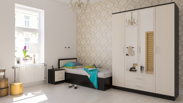 Фиеста Кровать 0900 + тумба, венге/дуб лоредо