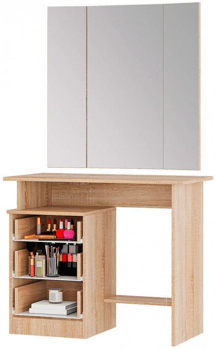 "Сакура" косметический стол (900х1550х450) дуб сонома/белый