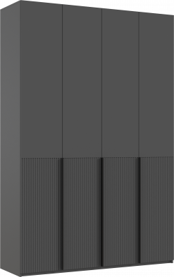 Марвэл Шкаф 4-х створчатый 1600, с доп.ящиками Браш Графит, Графит