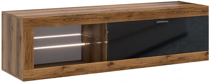 Прага Модульная Гостиная, вариант №4, Дуб Делано/Черный глянец