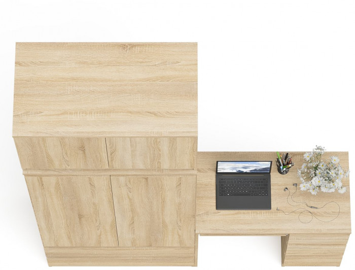 Мори компьютерный стол МС-6 правый + Шкаф МШ900.1 + Антресоль МА900.1, дуб сонома