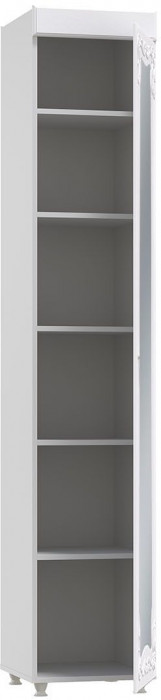 Шкаф-пенал 1дв. (гл.410) с зеркалом Италия ИТ-29 белое дерево